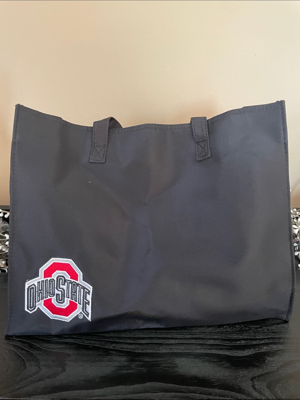 Like New! Ohio State Black Canvas Tote with Stitched Logo - 13.5”x10.5”